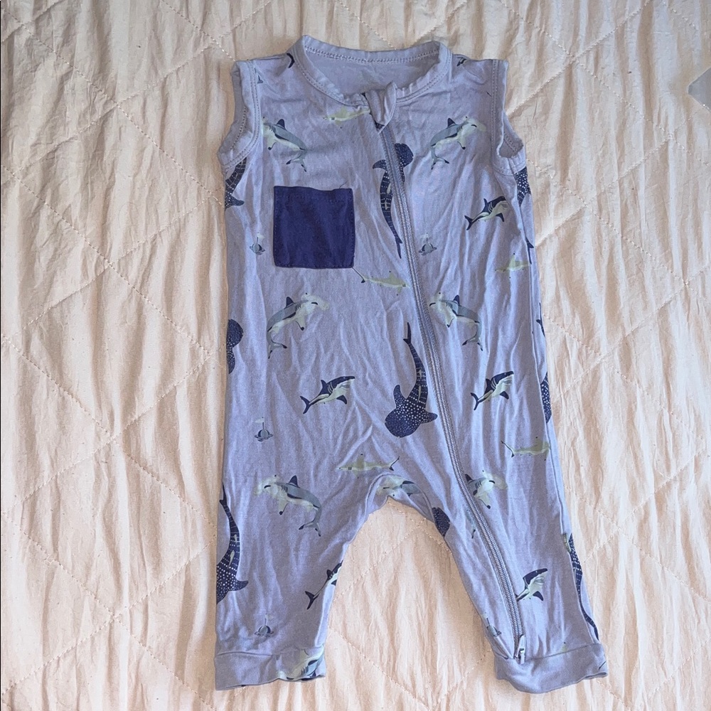 Kyte baby taro shark sleeveless romper